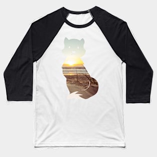 Beach sunset fox pattern - Seascape Baseball T-Shirt